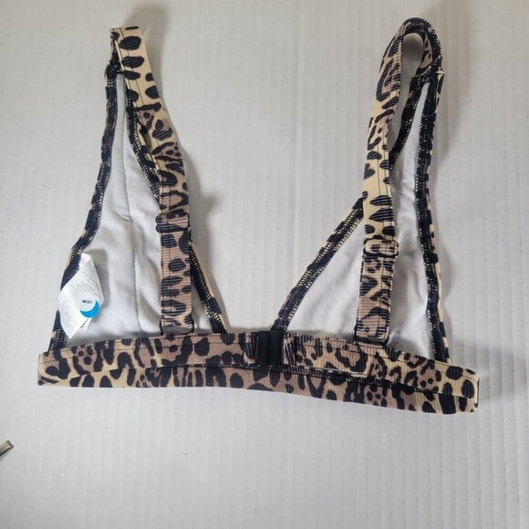 ASOS Design Leopard Print Beach Resort Triangle Adjustable Bikini Top Size US 2 - Picture 2 of 7